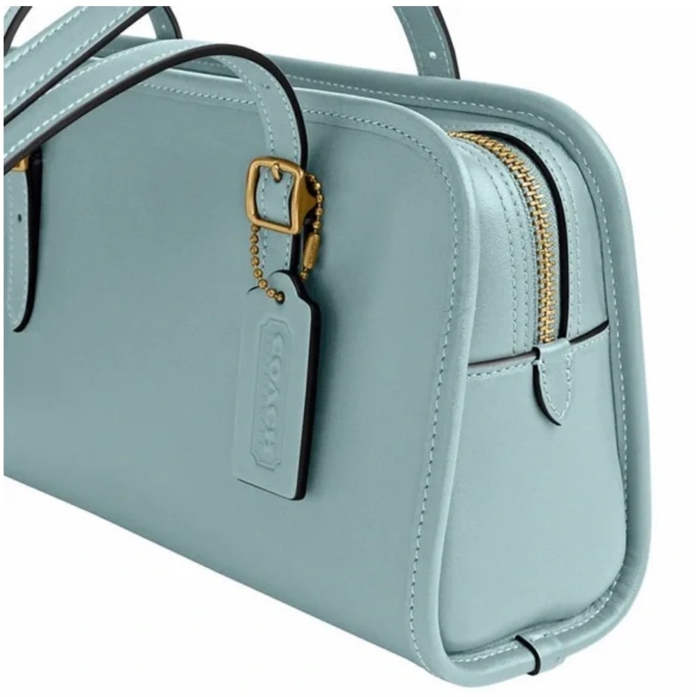 Coach Swing Zip 20 Light Blue Leather Bag Glovetanned - Picture 7 of 7